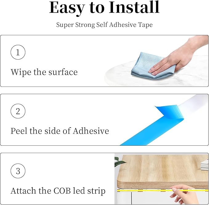 iNextStation COB LED Strip Light Warm White 3000K 32.8ft/10M DC24V CRI 93+ Flexible LED Tape Lights 8mm for Bedroom, Kitchen, TV Backlight, Cabinet, Stage, Home DIY Lighting Decor (No Plug)