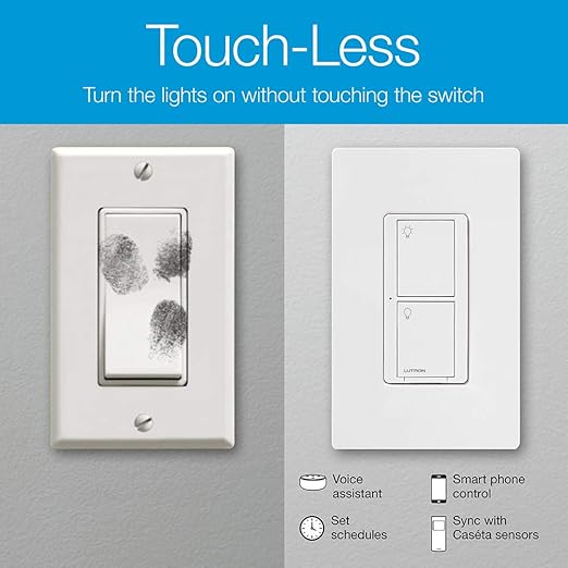 Lutron Caseta Original Smart Light Switch (Lutron Smart Hub Required), for Home, LED, and Fans, 6 Amp, Single-Pole/3-Way, Neutral Required, PD-6ANS-LA-2-Pack, Light Almond, 2 Pack