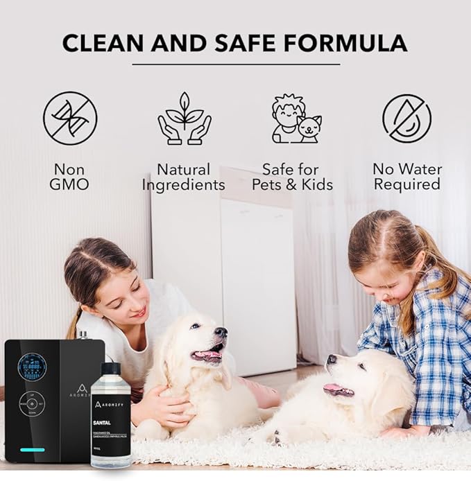Santal Diffuser Oil, 16.9 FL Oz, 500 mL, Diffuser Fragrance Oil for Home, Bathroom & Office, Aromatherapy Blend of Natural Essential Oil, Sandalwood & Musk Scent.