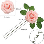 JOYLEX Artificial Flowers Realistic Roses, Real Looking Fake Roses with Stem for DIY Wedding Bouquets Centerpieces Bridal Shower Party Romantic Decorations (25pcs, White/Cream/Light Pink)