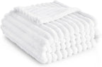 Bedsure GentleSoft White Fleece Blanket for Couch - Cozy Soft Blankets for Women, Cute Small Throws for Girls, 50x70 Inches