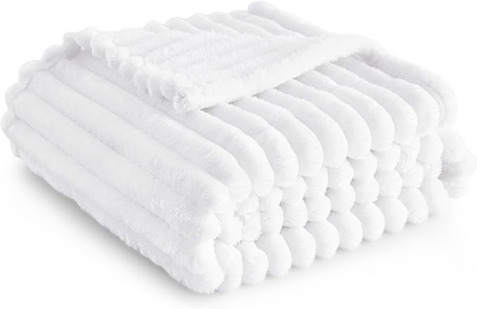 Bedsure GentleSoft White Throw Blanket for Couch - Cozy Soft Blankets for Women, Cute Small Throws for Girls, 50x60 Inches