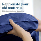 COONP Queen Mattress Topper, Extra Thick Pillowtop, Cooling Plush Mattress Pad Cover Bed Topper Protector with 8-21 Inch Deep Pocket (Navy Blue, Queen)