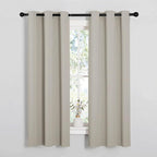 NICETOWN Kitchen Curtains, Short Curtains for Bedroom Windows, Thermal Insulated Room Darkening Curtain Panels for Girls Room, Cafe (Natural, 34" W by 63" L, 1 Pair)
