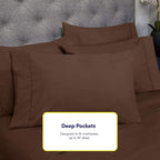 Queen Sheets Brown - 6 Piece 1500 Supreme Collection Fine Brushed Microfiber Deep Pocket Queen Sheet Set Bedding - 2 Extra Pillow Cases, Great Value, Queen, Brown