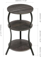 Vintage Small Round Side Table, 3-Tier Slim Waist Circular End Table with Storage Shelf, Compact Tea Sofa Side Table, Round Corner Coffee Table Nightstand for Living Room Bedroom Small Spaces,Grey