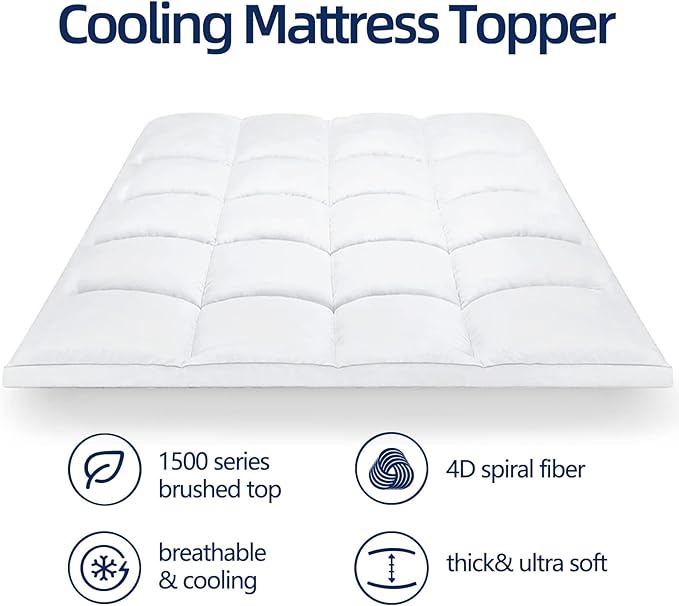 Mattress Topper Twin XL for Back Pain, Extra Thick Mattress Pad Cover, Plush Pillow Top, Deep Elastic Pocket,White,39"X80"+20"