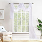 MIULEE Luxury Sheer Voile Elegant Window Scarf Topper - Long Valance Solid Treatment Swags Drapes for Ceremony, Wedding, Canopy Bed - 54" x 216" White 1 Piece