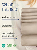 Extra Deep Queen Sheet Set - 6 Piece Breathable and Cooling Sheets - Hotel Luxury Bed Sheets Set - Easy & Secure Fit - Soft, Wrinkle Free and Comfy Sheets Set - Wheat Sheet Set with Extra Deep Pockets