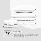 Love's cabin King Size Comforter Set White, 7 Pieces King Bed in a Bag, All Season Bedding Sets with 1 Comforter, 1 Flat Sheet, 1 Fitted Sheet, 2 Pillowcase and 2 Pillow Sham