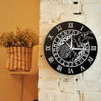Geek Alerts Cawing Black Crow with Roman Numerals Silent Wall Clock 12inch Viking Odin Raven with Scandinavian Runes Battery Operated Quartz Watch