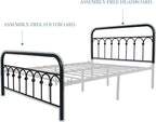 YALAXON Vintage Sturdy Full Size Metal Bed Frame Basic with Headboard and Footboard,No Box Spring Needed,Under Bed Storage (Full,Black)