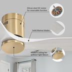 Sofucor 52 Inch Ceiling Fan No Light, Flush Mount Ceiling Fans with Remote, Solid Wood Indoor/Outdoor Ceiling Fans Without Lights, Reversiable DC Motor, Modern Ceiling Fan for Bedroom Farmhouse Patio