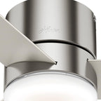 Hunter 44 inch Indoor Ceiling Fan with Light and Remote Control - For Bedroom or Living Room, Low Profile Mount, Modern Ceiling Fan with LED Light, Quiet, 3 Blades - Minimus 59454, Brushed Nickel