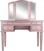BOBKONA PDEX- Croix Collection Vanity Set With Stool, Rose Gold