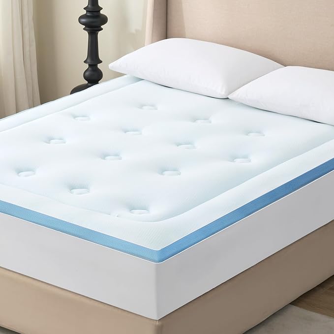 Hansleep Full Size Mattress Topper Viscose Derived from Bamboo, Memory Foam Pillow Top Mattress Topper Full with Deep Pocket, Breathable Mattress Pad for Back Pain Relief, 54" x75", White