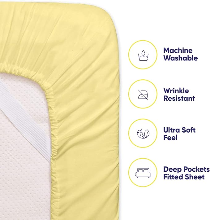 Cal King Size Bed Sheets - 6 Piece 1500 Supreme Collection Fine Brushed Microfiber Deep Pocket California King Sheet Set Bedding - 2 Extra Pillow Cases, Great Value, California King, Pale Yellow