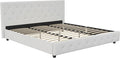 DHP Dakota Upholstered Platform Bed with Diamond Button Tufted Headboard and Footboard, No Box Spring Needed, King, White Faux Leather