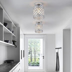 Create For Life® Mini Style Modern Decor Crystal Flush Mount Ceiling Light Fixture Crystal Chandeliers Light Ceiling Lamp for Hallway, Bar, Kitchen, Dining Room, Kids Room (6 inch Shade Dia)