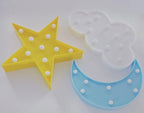 3PCS Decorative LED Crescent Moon Cloud and Star Night Lights Lamps Marquee Signs Letters for Baby Nursery Decorations Gifts for Children (Moon Cloud and Star)
