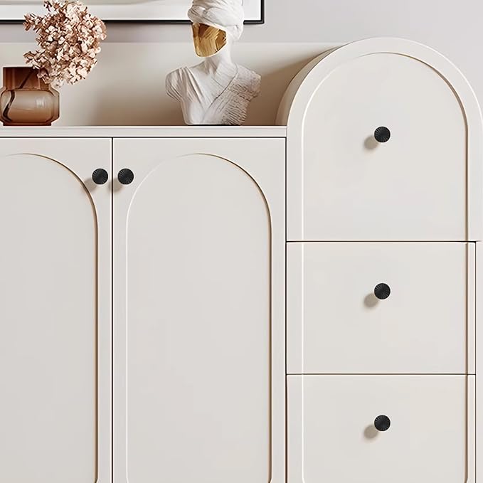2 Pack Kitchen Cabinet Knobs Round Sunflower Dresser Knob Modern Drawer Hardware Cupboard Handles Furniture Knob for Bathroom Single Hole Knobs for Wardrobe Matte Black TYH-MB-K2