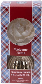 Bridgewater Candle Welcome Home Flower Diffuser | Cinnamon, Plum, Apple Scented Diffuser | Metallic Decorative Air Freshener for Home | 8 oz | 60 Day Lifespan