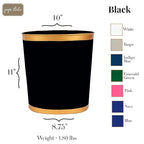 Jaye’s Studio Matte Black Waste Basket For Bathroom, Decorative Trash Can Gold Metal Basket, Black Bathroom Trash Cans For Bedroom & Office Wastebasket Garbage Bin, Gold Garbage Can Dorm, 12” x 10 x 8