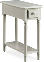 Leick Home Coastal End Table, Solid Wood, 1 Drawer, Bottom Display Shelf, Easy-Assembly, For Living Room/Bedroom, Greige, 23.5 in L x 10 in. W x 24 in H, 20017-GR
