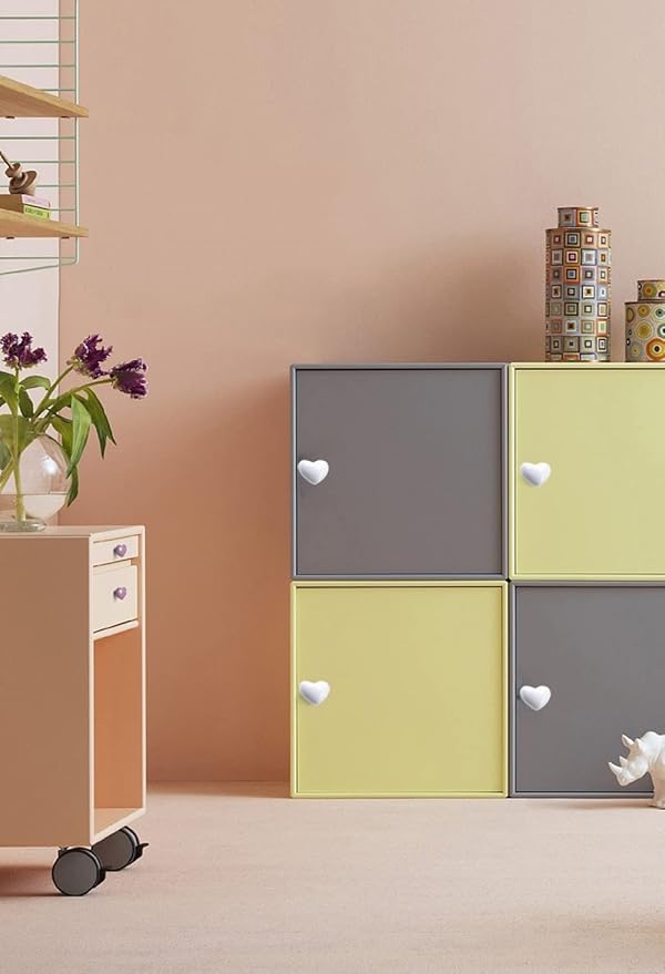 HUAMULAN 15PCS Glossy Ceramic Knobs Heart Shape Cabinet Dresser Pulls Door Handles Cupboard Wardrobe Drawer,White