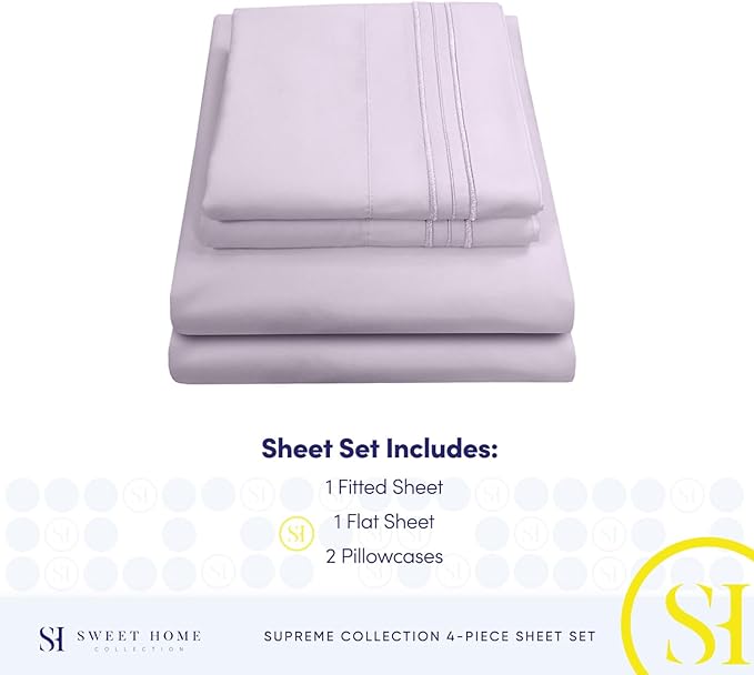 Full Size Sheet Sets - Breathable Luxury Sheets with Full Elastic & Secure Corner Straps Built In - 1800 Supreme Collection Extra Soft Deep Pocket Bedding Set, Sheet Set, Full, Lilac