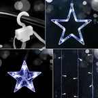 Blingstar Star Curtain Lights - 138 LED 12 Star Lights, 8.2ft Extendable, 8 Modes, Remote, Cool White