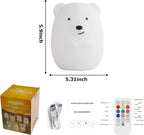 WHA&DARREN Large Owl Night Light for Kids,Cute Baby Night Light, Silicone Bedside Lamp, Sleep Lights, Eye Caring, Adjustable Brightness & Color, Time Setting, Touch+Remote Control