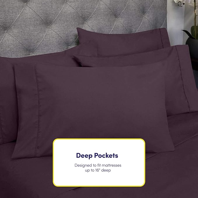 Twin Size Bed Sheets - 4 Piece 1500 Supreme Collection Fine Brushed Microfiber Deep Pocket Twin Sheet Set Bedding - 1 EXTRA PILLOW CASES, GREAT VALUE, Twin, Purple