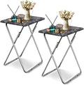 Garden 4 you Folding TV Tray Table,TV Dinner Table with Sturdy MDF Top,Eating Trays for Living Room with No Assembly Required, 2PCS (Black Marble)