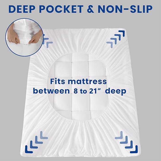 Twin Mattress Topper, Extra Thick Pillowtop, Cooling and Plush Mattress Pad Cover for Back Pain,Soft Mattress Protector Cover with 8-21 Inch Deep Pocket(39''x75'')