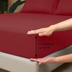 Mejoroom King Size Bed Sheet Set - Hotel Luxury 1800 Bedding Sheets & Pillowcases - 16" Deep Pocket Fitted Sheet, Soft, Breathable, Wrinkle & Fade Resistant - 4 Piece(King, Burgundy)