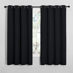 NICETOWN Bathroom Blackout Curtains and Drapes, Black Solid Thermal Insulated Grommet Blackout Drapery Panels for Window (2 Panels, 55 inches Wide by 68 inches Long, Black)