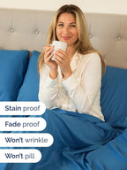 Extra Deep Queen Sheet Set - 6 Piece Breathable & Cooling Sheets - Hotel Luxury Bed Sheets Set - Easy & Secure Fit - Soft, Wrinkle Free & Comfy Sheets Set - Denim Blue Sheet Set w/Extra Deep Pockets
