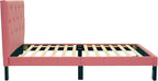 Poundex PU Upholstered Platform Bed, Twin, Pink