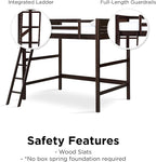 DHP Denver Full Size Loft Bed, Espresso Finish, Sturdy Wood Construction, Space-Saving Design, Kids Loft Bed