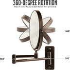 OVENTE 7" Wall Mounted Makeup Mirror with 1X/7X Magnification, Double Sided Magnifying Round Bathroom Vanity Mirror, 360° Swivel Design, Extendable and Folding Arm, Antique Bronze MNLFW70ABZ1X7X
