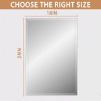 Frameless Mirror for Bathroom Vanity,18x24in Wall Mounted Mirrors for Over Sink Decorative Rectangular Frameless Mirror,With Polished Edge,Hangs Horizontally Or Vertically,Entryways,Room,Shatterproof