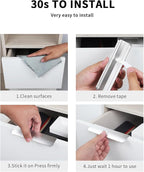 5 Pack 6 inch self Adhesive Cabinet pulls Silvery Finger pulls for cabinets Stick on Handles Concealed Cabinet Edge pulls for Drawer Pull Seam Drawer Flat