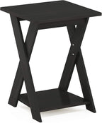 FURINNO Modern Simplistic End Table, 1-Pack Without Tray, Espresso