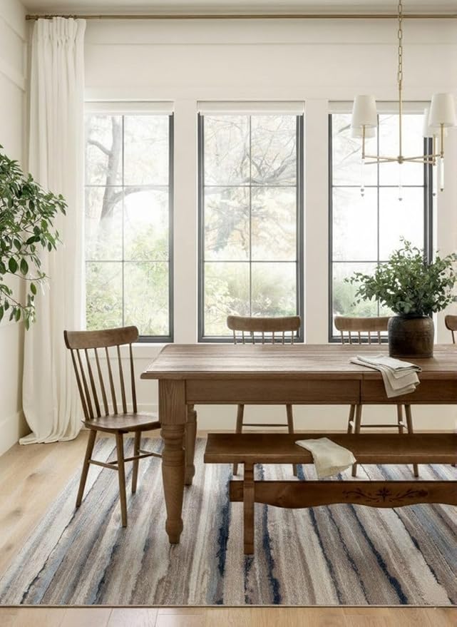 RUG BRANCH Havana 5' x 8' (5'3" X 7'7") Scandinavian Indoor Area Rug, Contemporary, Blue Brown - Living Room, Bedroom, Dining Room, and Kitchen
