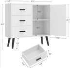 Iwell Storage Cabinet with 3 Drawers, Sideboard Buffet Cabinet with Adjustable Shelf, Freestanding Floor Storage Unit for Living Room, Entryway, Home Office, White