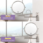 Wall Mounted Makeup Mirror, 1X/5X Magnifying Mirror Double Sided, 8 Inch Extendable Bathroom Mirror for Shaving, Nickel