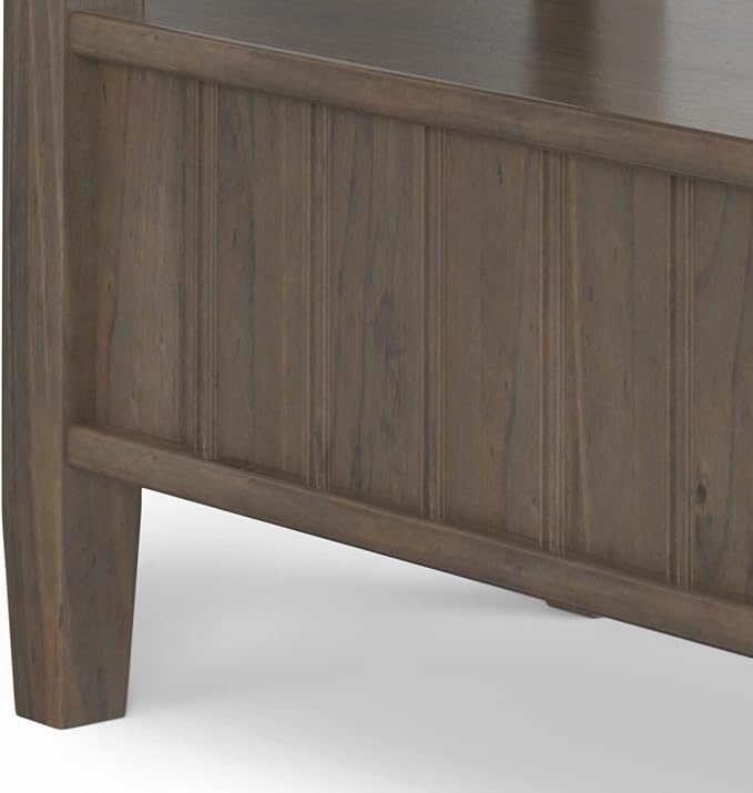 SIMPLIHOME Lev SOLID WOOD 14 Inch Wide Rectangle Transitional Narrow End Table in Smoky Brown, For the Living Room and Bedroom