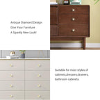 12-Pack 1-1/4-Inch Gold knob Dresser knobs White Cabinet Glass Crystal knobs Brass Drawer Polygonal Dresser Pulls, Drawer pulls