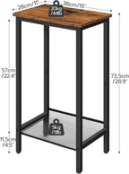 HOOBRO Tall Side Table, Industrial End Telephone Table with Adjustable Mesh Shelves, for Living Room, Bedroom, Entryway, Office, Rustic Brown and Black BF03DH01